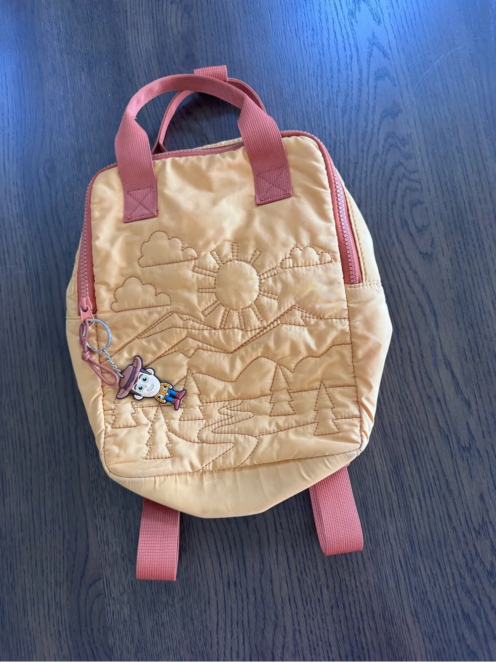 Cat & Jack Yellow Quilted Preschool Backpack with Brown Trim